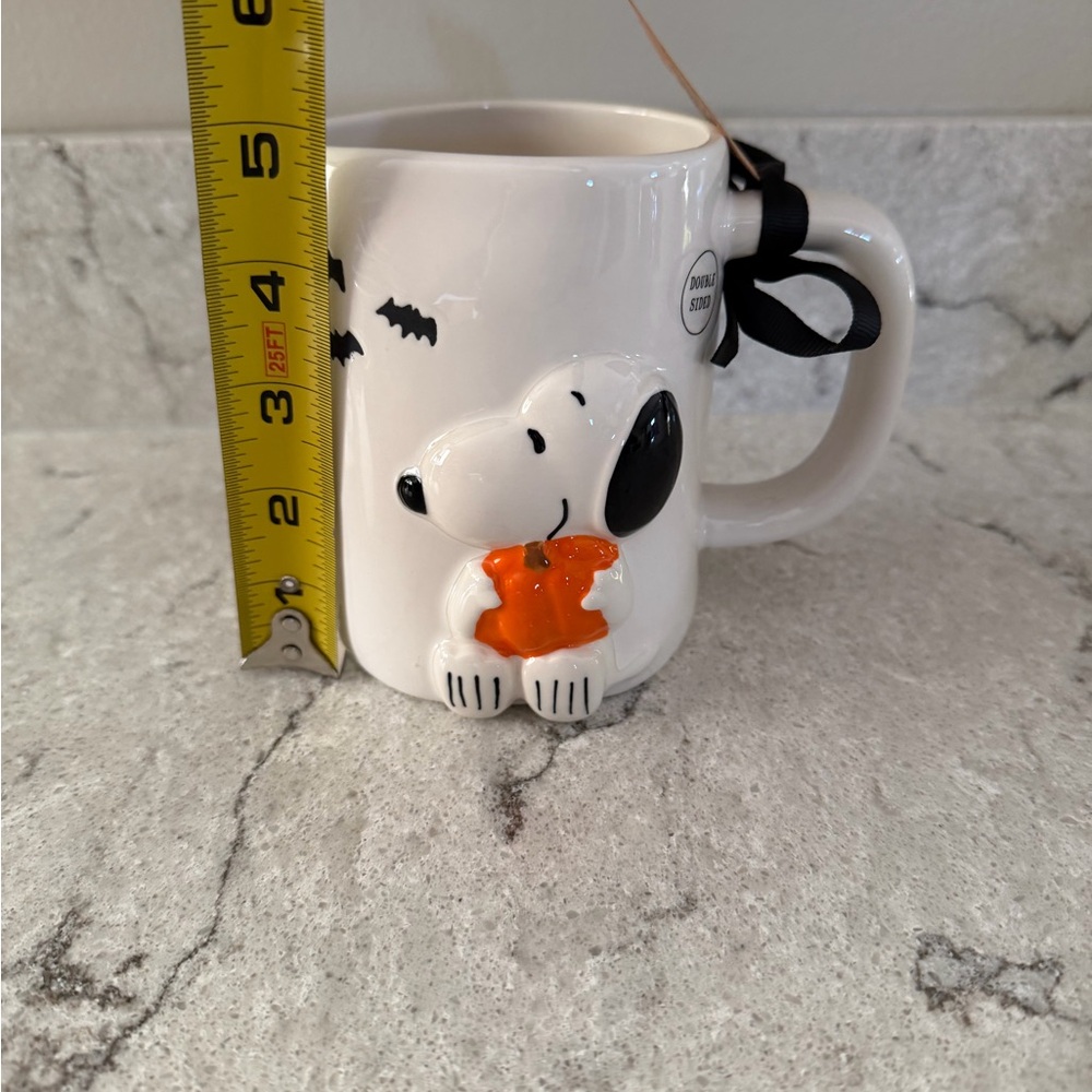 Rae Dunn Peanuts Mug White Ceramic 3D Snoopy Holding a Pumpkin - Picture 9 of 10